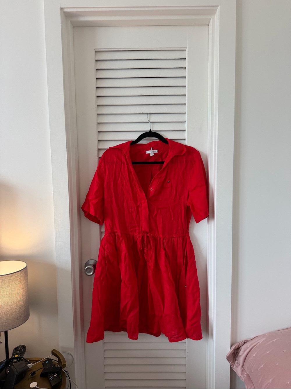 Tommy Hilfiger Red Short-Sleeve Mini Shirt Dress